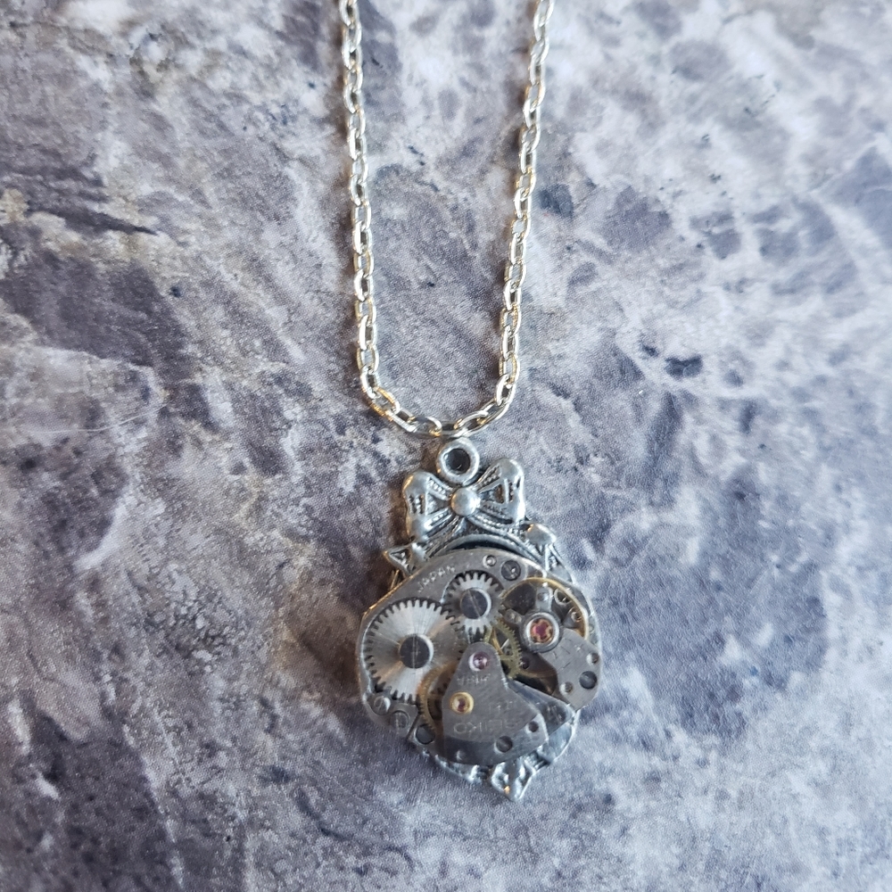 Steampunk necklace clock watch movement FREE SHIPPING!